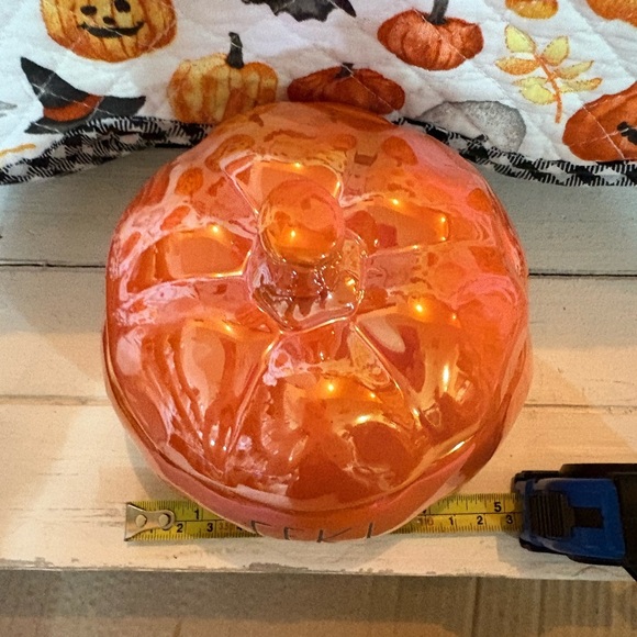 Rae Dunn Iridescent Orange Pumpkin Candy Dish - Picture 3 of 4